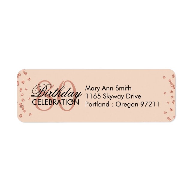 Rose Gold Blush 80th Birthday Glitter Confetti (Front)