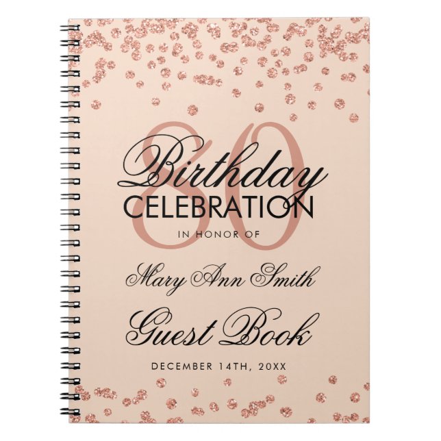 Rose Gold Blush 80th Birthday Guest Book Confetti (Front)