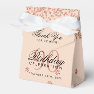 Rose Gold Blush 90th Birthday Thank You Confetti Favour Box