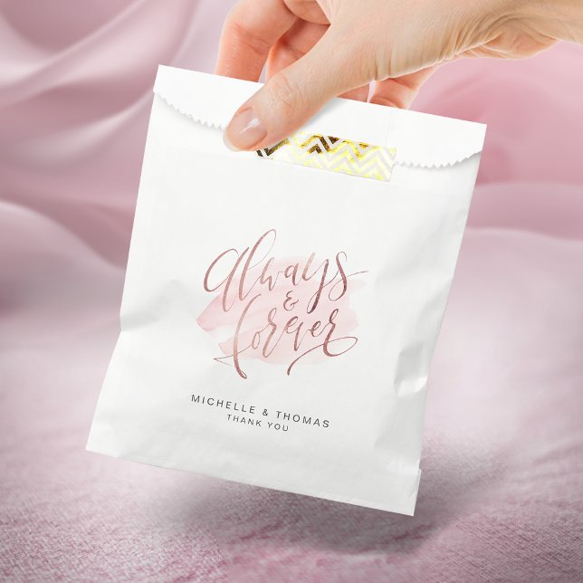 Rose Gold Blush Always And Forever Script Wedding Favour Bags (Rose Gold Blush Always And Forever Script Wedding Favor Bag)