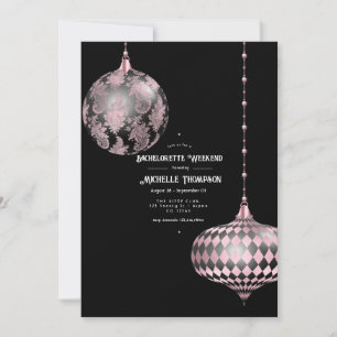 Rose Gold, Blush and Black Christmas Bachelorette Invitation