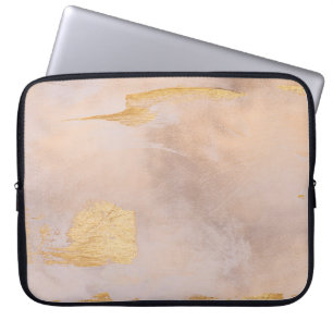 Rose Gold Blush and Gold Texture Laptop Sleeve