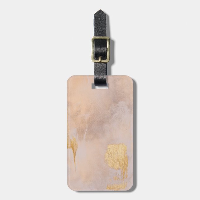 Rose Gold Blush and Gold Texture Luggage Tag (Front Vertical)