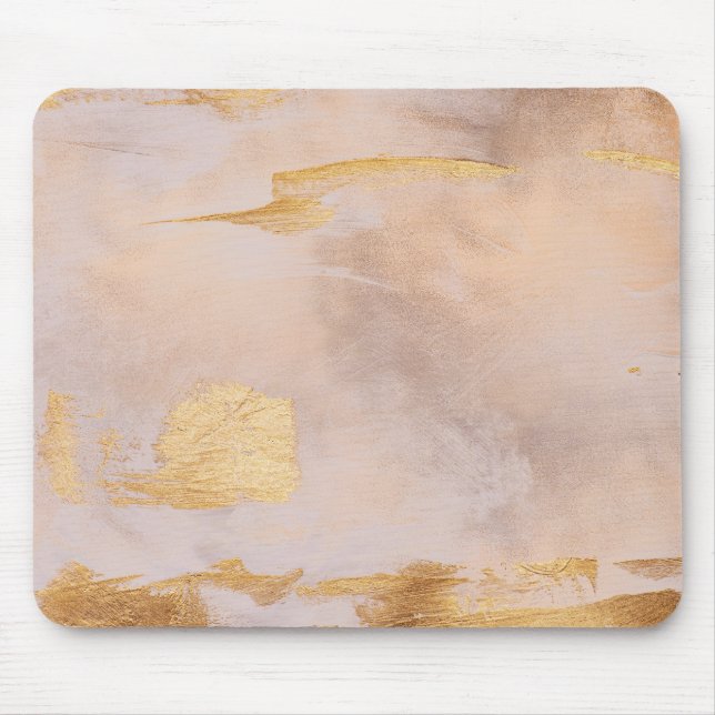 Rose Gold Blush and Gold Texture Mouse Mat (Front)