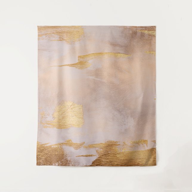 Rose Gold Blush and Gold Texture Tapestry (Front)