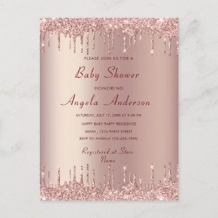 Rose Gold Blush Baby Girl Shower Invitation Card