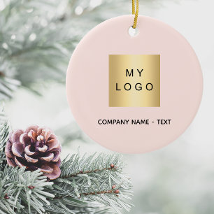 Rose gold blush business company logo ceramic tree decoration