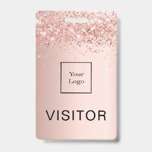 Rose gold blush business logo visitor ID badge