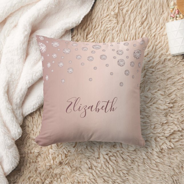 Rose gold blush diamonds girly name cushion (Blanket)