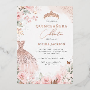 Rose Gold Blush Dress Floral Quinceanera