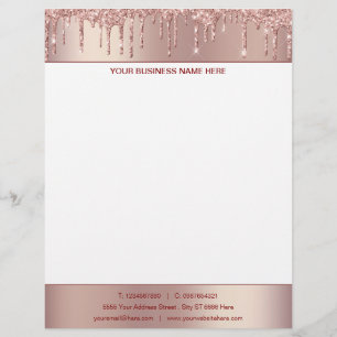 Rose Gold Blush Drips - Business Stationery Modern Custom Letterhead