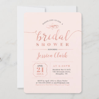 Rose Gold & Blush | Elegant Wedding Bridal Shower Invitation