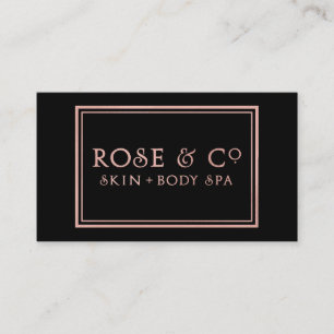Rose Gold Blush Emerald Black Glam Frame Business Card