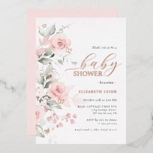 Rose gold Blush Floral Butterfly Baby Shower