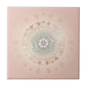 Rose Gold Blush Floral Mandala Tile