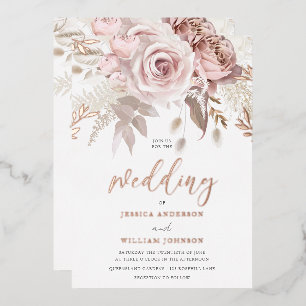Rose Gold Blush Floral Wedding With Details Foil 