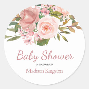 Rose Gold & Blush Flowers Baby Shower Favour Seal