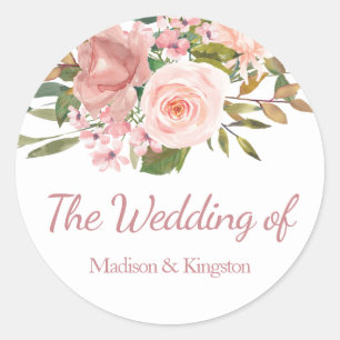 Rose Gold & Blush Flowers Wedding Favour Seal