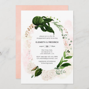 Rose Gold & Blush Geometric Greenery Engagement Invitation