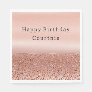 Rose Gold Blush Glam Glitter Leopard Napkin