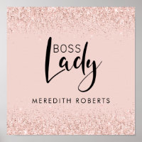 Rose Gold Blush Glitter Boss Lady Personalized