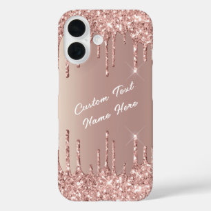 Rose Gold Blush Glitter Custom Name iPhone Case