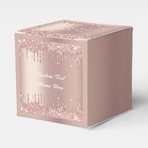 Rose Gold Blush Glitter Custom Text Favour Box Gif