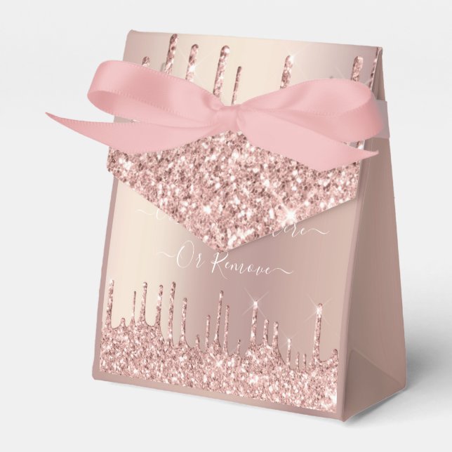 Rose Gold Blush Glitter Custom Text Favour Box Gif (Front Side)