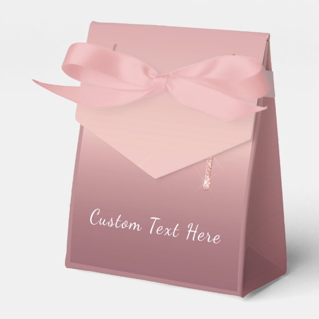 Rose Gold Blush Glitter Custom Text Favour Box Gif (Front Side)