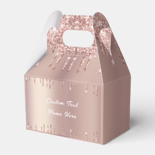 Rose Gold Blush Glitter Custom Text Gift Favour Bo Box