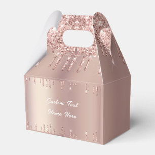 Rose Gold Blush Glitter Custom Text Gift Favour Bo Favour Box