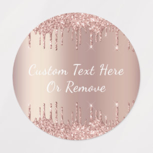 Rose Gold Blush Glitter Custom Text Gift Labels