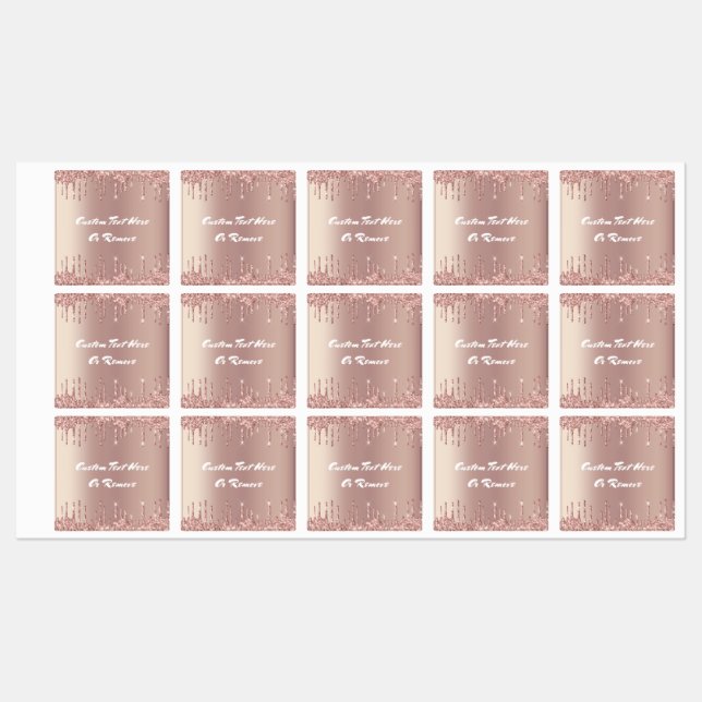 Rose Gold Blush Glitter Custom Text Name Labels (Sheet)