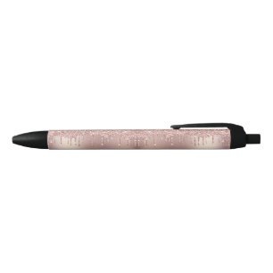 Rose Gold Blush Glitter Custom Text Name Pen