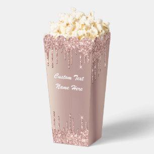 Rose Gold Blush Glitter Custom Text Popcorn Box