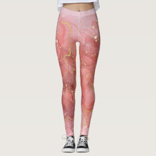 Rose Gold Blush Glitter Drip Leggings