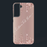 Rose Gold Blush Glitter Drips Custom Text Name Samsung Galaxy Case<br><div class="desc">Rose Gold Blush Glitter Sparkle Drips Custom Text Pink Modern - Add Your Unique Text / Name or Remove Text - Make Your Special Gift - Resize and move or remove and add text / elements with customisation tool. Design by MIGNED. Please see my other projects. You can also transfer...</div>
