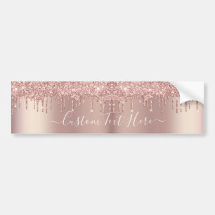 Rose Gold Blush Glitter Drips Custom Text Sticker