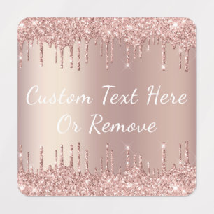 Rose Gold Blush Glitter Drips Labels - Add Text 