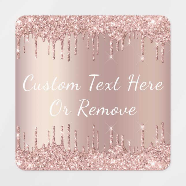 Rose Gold Blush Glitter Drips Labels - Add Text  (Design 3)
