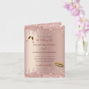 Rose Gold Blush Glitter Drips Wedding Invitation