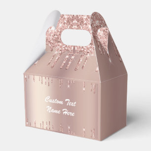 Rose Gold Blush Glitter Drips Your Text Favour Box