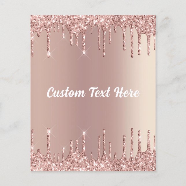 Rose Gold Blush Glitter Drips Your Text Name Flyer (Front)