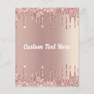 Rose Gold Blush Glitter Drips Your Text Name Flyer