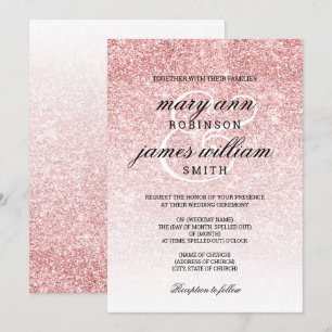 Rose Gold Blush Glitter Elegant Wedding Invitatio Invitation