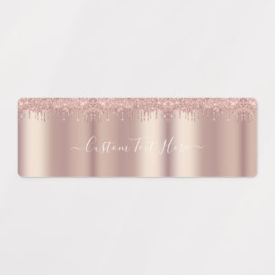 Rose Gold Blush Glitter Labels with Custom Text