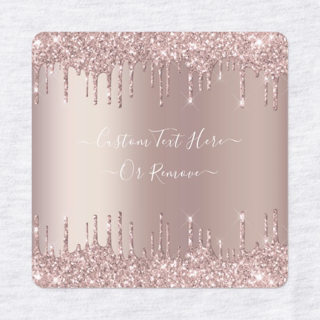 Rose Gold Blush Glitter Labels with Your Text Name (Design 1)