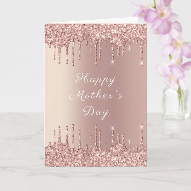 Rose Gold Blush Glitter Mother's Day Card (Orchid)