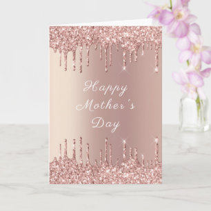 Rose Gold Blush Glitter Mother's Day Card