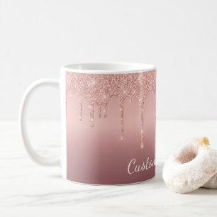 Rose Gold Blush Glitter Mug with Custom Text